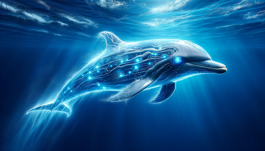Illustration du projet Yolo_dolphin : dauphin stylisé aux motifs de circuits