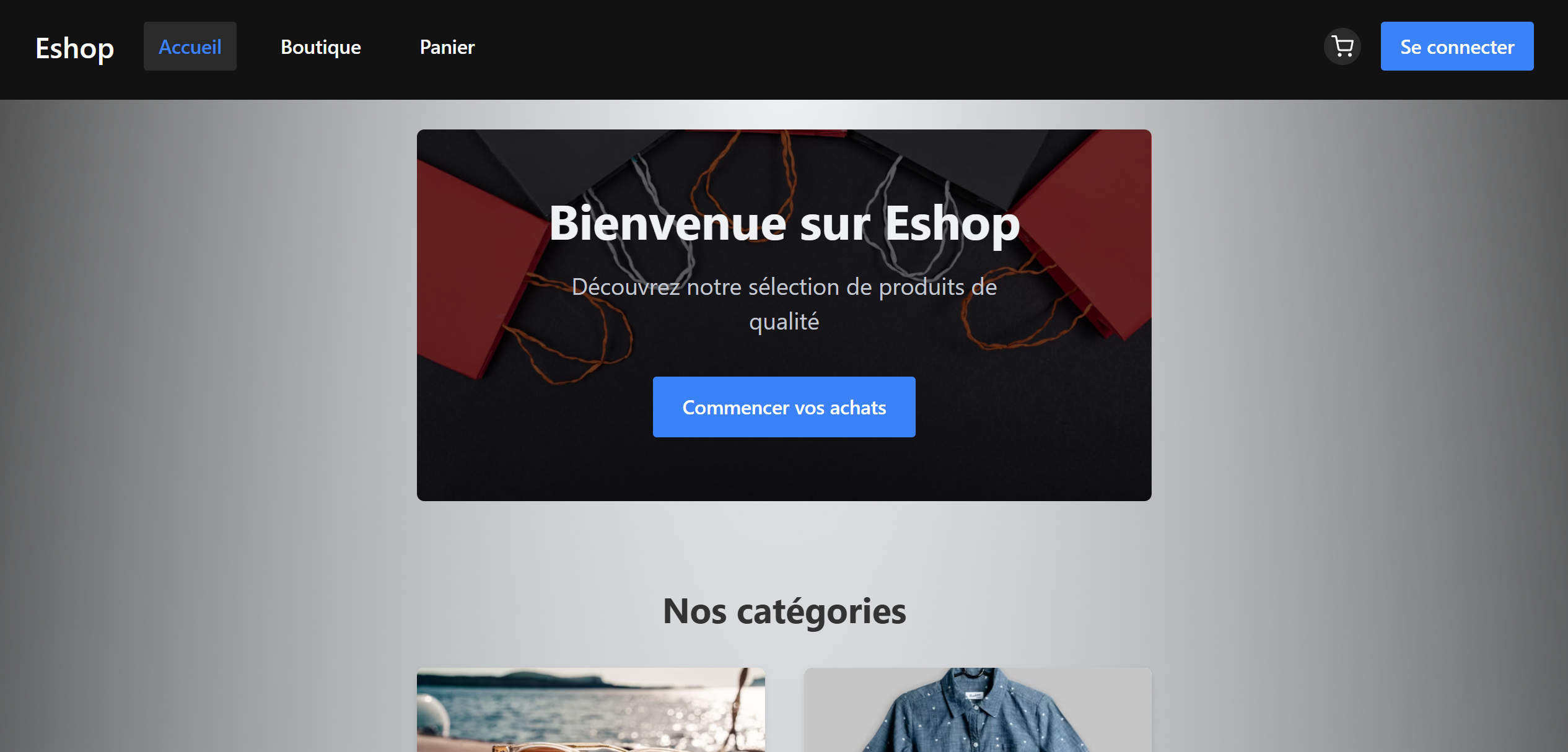 Catalogue de la boutique en ligne E-Shop